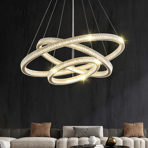 Lustre créatif nordique LED circulaire pour salle à manger, chambre à coucher, bureau, luminaire personnalisé postmoderne de luxe pour salon - Product Image 2