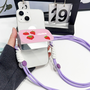 Tùy Chỉnh Acrylic Lật Bìa Gương Điện Thoại Dây Đeo Trong Suốt Vuông Trang Điểm Gương Đứng Mang Dây Đeo Nhựa Thủ Công Mỹ Nghệ Điện Thoại Di Động - Product Image 1