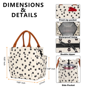 Sacs à déjeuner mignons et réutilisables, boîte à lunch isotherme de grande capacité, sac isotherme réutilisable pour le travail/le pique-nique/les voyages - Product Image 2