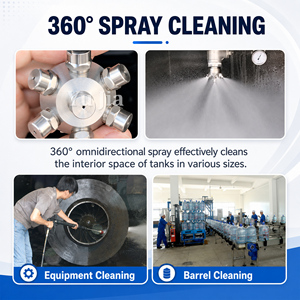 360-Degree Stainless Steel Spin Nozzle Multi-Head Full Cone Water <b>Spray</b> for Construction Cleaning Surface <b>Cleaner</b> - Product Image 6