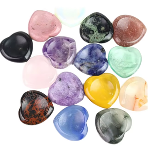 Natural Polished Heart Shaped Gemstone <b>Crystal</b> Stones Multicolor Healing Pocket Stones for Valentine Gift Home Decor and Jewelry - Product Image 5