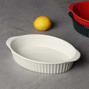 Petit plat à <span class=keywords><strong>gratin</strong></span> ovale en porcelaine, ustensiles <span class=keywords><strong>de</strong></span> cuisson avec double poignée pour la cuisine et la maison - Product Image 4