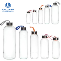 Venta caliente 150ml 300ml 420ml 500ml 750ml 1000ml Botella de agua deportiva de vidrio Logo