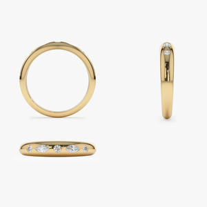 Fournisseur en gros de bijoux de luxe : Bague à sertissage encastré avec diamants marquise et ronds en dôme 14 carats - Product Image 4