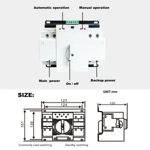 ATS mcb ประเภทสลับไฟคู่สลับ ac 220v เสาคู่ 100a 125 amp สวิทช์โอนอัตโนมัติ