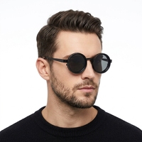 Lunettes de soleil rondes à teinte réglable pour la conduite avec filtre ND variable, style Steampunk Gothique, polarisées, rétro, de luxe, haut de gamme