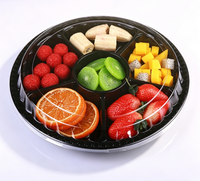 Nouveau Contenant Alimentaire Rond en PET Jetable 2026 à 6 Compartiments, Plateau de Service Divisé, Boîte de Rangement pour Bonbons, Noix, Sucre, Noir, Épaisseur 2mm