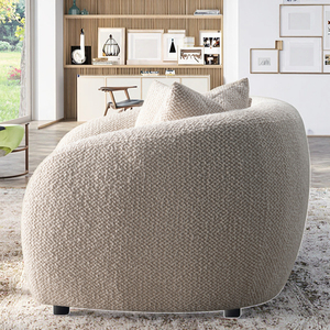 Sofá <span class=keywords><strong>Esquinero</strong></span> de Tres Plazas para Sala de Estar, Moderno, Tapizado en Tela Bouclé Color <span class=keywords><strong>Blanco</strong></span> Nube, Venta al por Mayor - Product Image 5