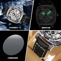Jam Tangan Mekanik Otomatis Mewah Pria BINBOND, Dial Berbingkai Angka Romawi, Tahan Air, Desain Gear Emas