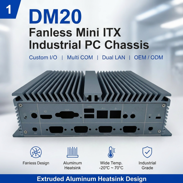 Domify Stock Fanless Mini ITX Industrial PC Chassis Aluminum Case Custom I/O OEM ODM DM20