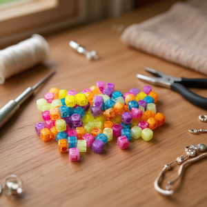 Perline con Lettere Ilan 6x6mm Trasparenti Fluorescenti 17g Assortimento - Product Image 3