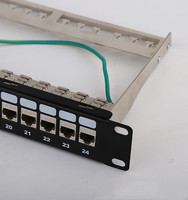 Cat6 Cat6a RJ45 Panel Patch jaringan 1U kosong penuh dimuat dengan Coupler 24 Port Panel Patch