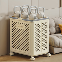 Panier à linge pliable COIZY, organisateur de rangement, panier à linge en plastique durable et pliable avec poignée de transport et roulettes