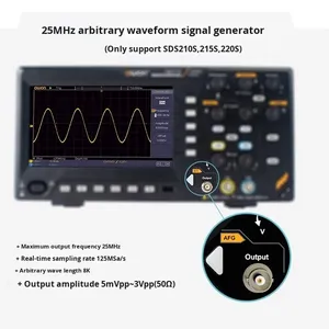 Oscilloscope numérique Owon SDS210 à 2 canaux, plage 100 MHz-200 MHz, 1 GS/s FFT, générateur de signaux 25 MHz 8 bits - Product Image 6