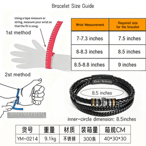 Handmade Braided Black <b>Leather</b> <b>Bracelet</b> Stainless Steel Magnetic Clasp Gift For Men Women 7.5in 8.5in 9in - Product Image 4