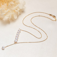 Collier HECATE en laiton plaqué or 18 carats avec perles de culture d'eau douce 5 mm, forme riz blanc, chaîne à maillons AAA, bijoux pour cadeau ou fête