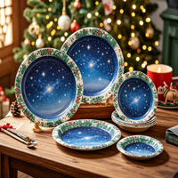 Assiettes en papier jetables écologiques, style américain, motif personnalisé, forme ronde, pour les fêtes, Goodsplus