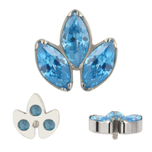 G23 <span class=keywords><strong>Piercing</strong></span> Jewelry Low quantité minimale de commande Titanium Labret Earring Titanium Internally Thread 3 Marquise CZ Top <span class=keywords><strong>Piercing</strong></span> - Product Image 3