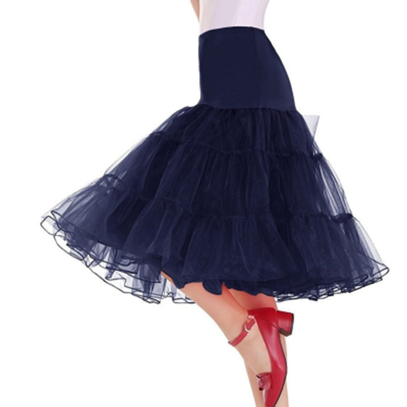 Dresstells - Sottogonna anni '50 vintage in tulle, stile Rockabilly, lunghezza 67 cm, Nero , S
