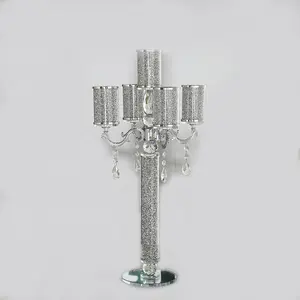 Hochzeit Tisch dekoration langstieligen hohen Kristall Kerzenhalter 5 Arme Kristall Kandelaber für Wohnkultur