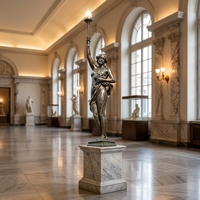 Lampe Statue de Dame Classique en Bronze - Œuvre d'Art Intérieure et Extérieure, Sculpture Métallique Élégante pour Jardin et Intérieur