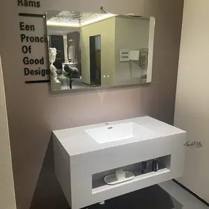 Top grade sanitary ware customization rock slate bathroom cabinet wall mounting bathroom vanity with ceramic wash basin sink