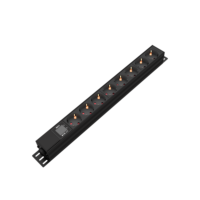 PDU Rak Mount 19" 1U OEM yang Sangat Dapat Disesuaikan, Tipe Schuko F dengan Pelindung Lonjakan Arus untuk Pusat Data & Penggunaan Rumah Tangga