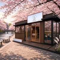 Café conteneur clé en main de 40 pieds, café préfabriqué, mur en aluminium-plastique de 100 mm, isolation en mousse PU à 6 côtés