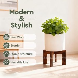 Soporte moderno para plantas de madera de pino, estructura resistente para uso en interiores y exteriores del hogar. - Product Image 1