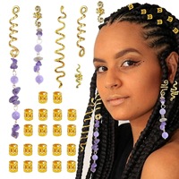 56 perles de bijoux pour cheveux, pour tresses, accessoires pour dreadlocks, or et argent