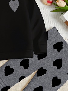 Completo Trendy da Ragazza: Felpa Casual Traspirante in Poliestere/Cotone e <span class=keywords><strong>Leggings</strong></span> con Stampa Love - Product Image 5