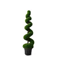 Vente en gros de décoration de jardin en plastique pour la maison, bonsaï en spirale, faux arbres topiaires artificiels d'extérieur
