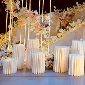 V49 Wedding Supplier Paper Crafts Paper Folding Cylinder Display Stand Dessert Flowers Table Wedding Decorations Ceremony Props