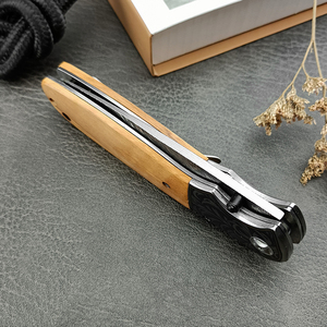 Couteau pliant d'extérieur, motif imprimé en 3D, couteau à fruits portable EDC, haute dureté 8Cr13MoV, outil de chasse et de camping, manche en bois - Product Image 5