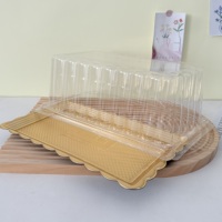 Boîte d'emballage en plastique PET jetable, taille personnalisée, conteneur à gâteau avec base noire et couvercle transparent, couleur et logo personnalisés, qualité alimentaire