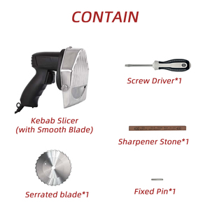 Trancheuse électrique à kebab 80W, coupe-döner shawarma gyro avec 2 lames en acier inoxydable 304, épaisseur réglable de 0 à 8 mm - Product Image 3