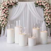 Centre de table Fleurs Blanches de Matti pour Mariage, Décoration d'Événement, Décoration de Table, Fleurs Lumineuses et Bougie LED