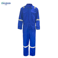 Combinaison de travail bleue 80/20 polyester coton, bandes réfléchissantes, fermeture éclair discrète, poches poitrine, faite à la main