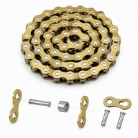 Chaîne de vélo KWO 1/2x1/8 114L en acier spécial plaqué jaune, maillon maître, résistance à la traction 850 kg, pour BMX et Cruiser enfant à vitesse unique