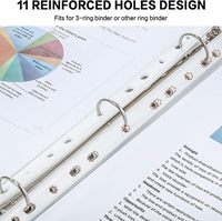 Fundas Organizadoras de Archivos Transparentes de Plástico PP A4 Reciclado Ecológico de 0.2mm de Grosor, con 11 Orificios, Resistentes al Agua