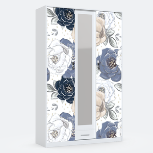 Armoire métallique à 3 portes, armoire en acier imprimée pour chambre à coucher, placard en acier, armoire métallique pour vêtements avec tiroir - Product Image 1