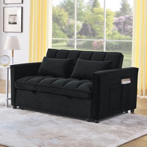 Modern Three-Seat Sectional Sofa Bed Foldable Velvet <strong>Futon</strong> for Apartment Made of <strong>Wood</strong> - Product Image 2