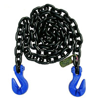 Chaîne de remorquage galvanisée G70 1/4 pouce x 12 pieds avec crochets, chaîne de traction robuste pour camion, remorque, sécurisation des charges