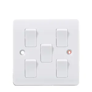 Venta caliente Reino Unido baquelita PC 5 Gang 1way 2 way hogar pared interruptor de luz eléctrica