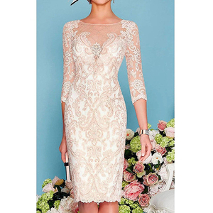 Mumuleo Abito da Cerimonia per la <span class=keywords><strong>Madre</strong></span> della Sposa in Chiffon con Giacca al Ginocchio e Maniche a 3/4 in Pizzo per Invitati a Matrimoni e <span class=keywords><strong>Madre</strong></span> dello Sposo - Product Image 3