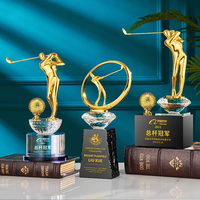 Trophée en métal et cristal personnalisé pour le golf, achat en gros, récompense sportive pour club, souvenir de championnat