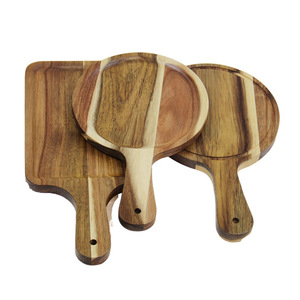 Wooden <b>Serving</b> <b>Trays</b> <b>Round</b> With Handle For Bread Fruit Pizza Steak Household Use - Product Image 4
