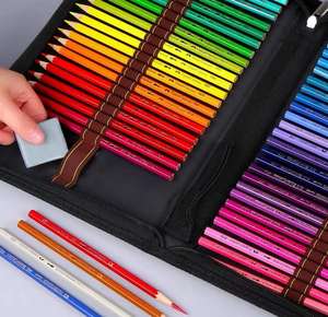 Bview Art 72 Juego de lápices de acuarela profesionales Estuche negro con cremallera Lápices y pinceles de dibujo artístico multicolor - Product Image 3