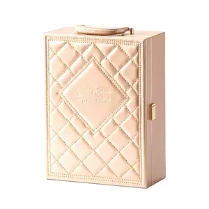 Custom Logo Luxury Gold With Handle Flip Lid Top PU Leather Eva Foam Insert Perfume Present Gifts Package Packaging Box Boxes
