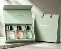 Boîte magnétique pour parfum avec logo personnalisé, boîte en papier rigide, insert en EVA, boîte d'emballage pour bouteille avec sac cadeau pour bougie, boîtes d'emballage en carton